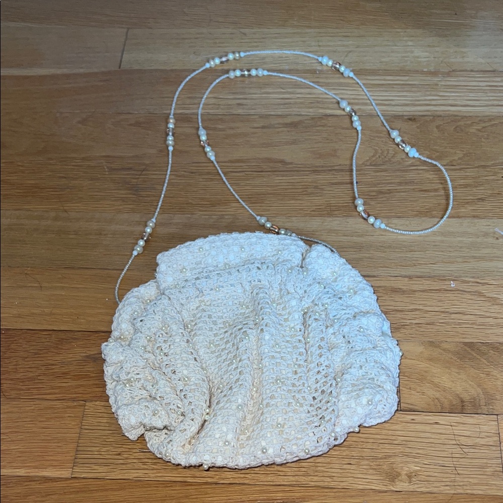 Chic Cream Beaded Clutch